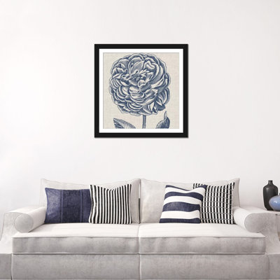 " Indigo Floral On Linen V " by Vision Studio