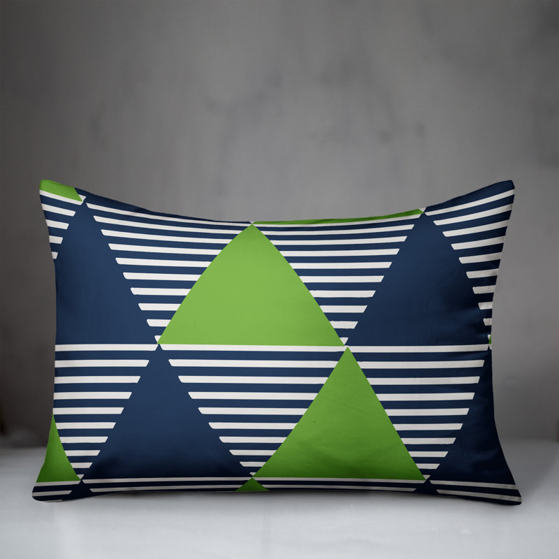 Chevron Outdoor Throw Pillow, Polyester/Polyfill, Navy/Green
