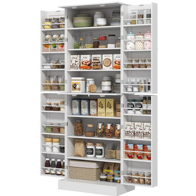 Armoire de cuisine de 65 po HOMcom, armoire de rangement moderne avec portes et tablettes, armoire autoportante pour la salle à manger, blanc