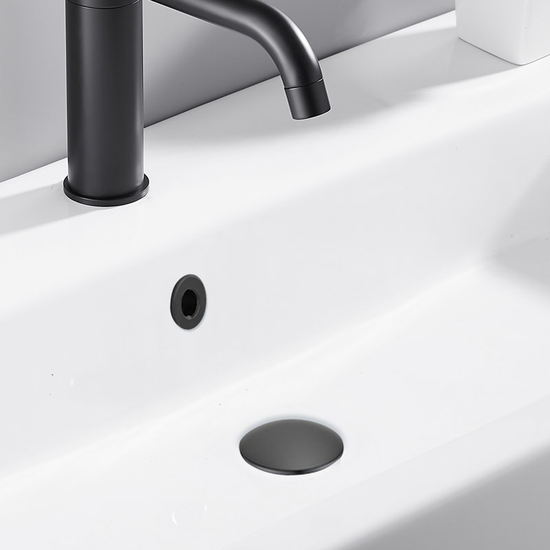 Bathroom Sink Stainless Steel Pop Up Drain With Overflow(1 Pcs), Matte Black