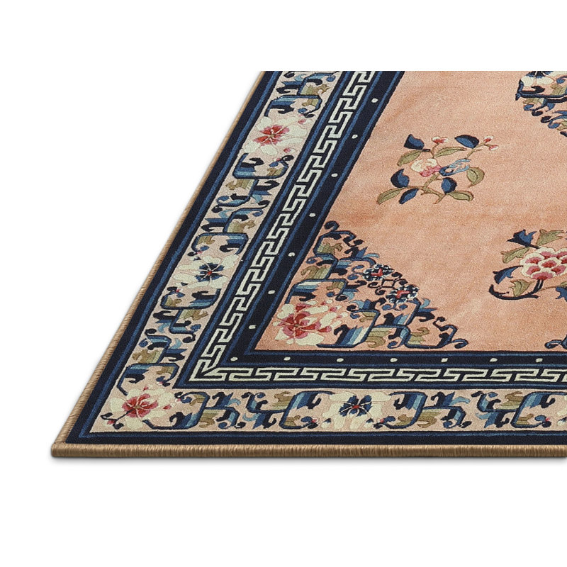 Tapis traditionnel bleu / beige Fusaro, Rectangle 2 pi x 4 pi