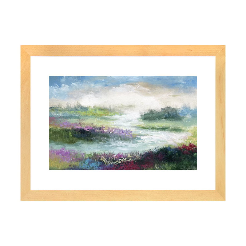 «Pastoral Meadow» par Nan - reproduction imprimée, Encadré naturel, H 24 po x l 32 po x P 1 po