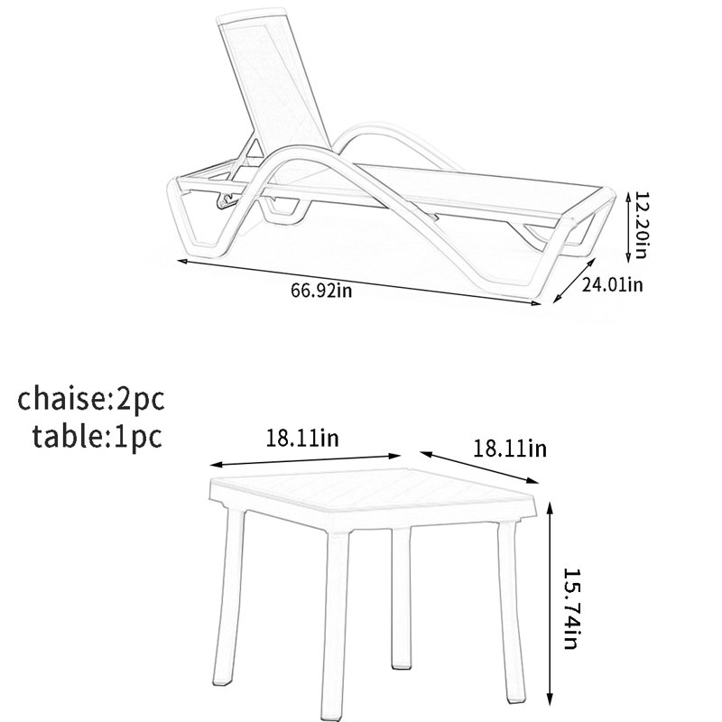 Outdoor Chaise Lounge Set with Table