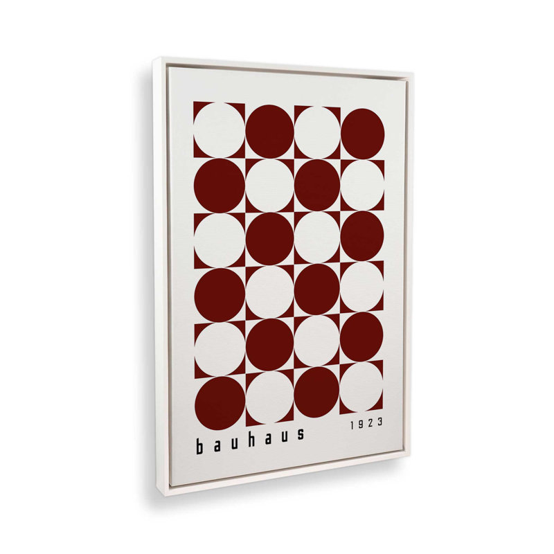 Impression sur toile bourgogne Bauhaus, H 18,75 po x l 12,75 po x P 1,75 po, Cadre flottant blanc opaque