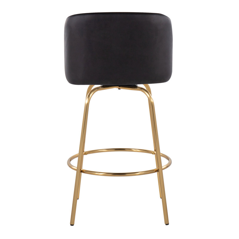 Lillymae Swivel Upholstered Counter Stool with Metal Frame