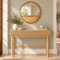 2-Piece Console Table and Rattan Wall Mirror Set