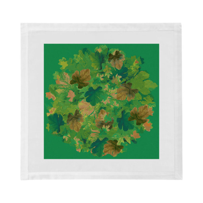 Fallen Leaves Cotton Blend Square Napkins, Green