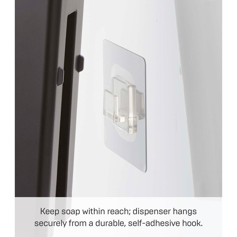 Black Adhesive Wall-Mounted Soap Dispenser with Stainless Steel Pump