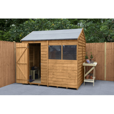 8 ft. W x 6 ft. D Solid Wood Overlap Reverse Apex Garden Shed