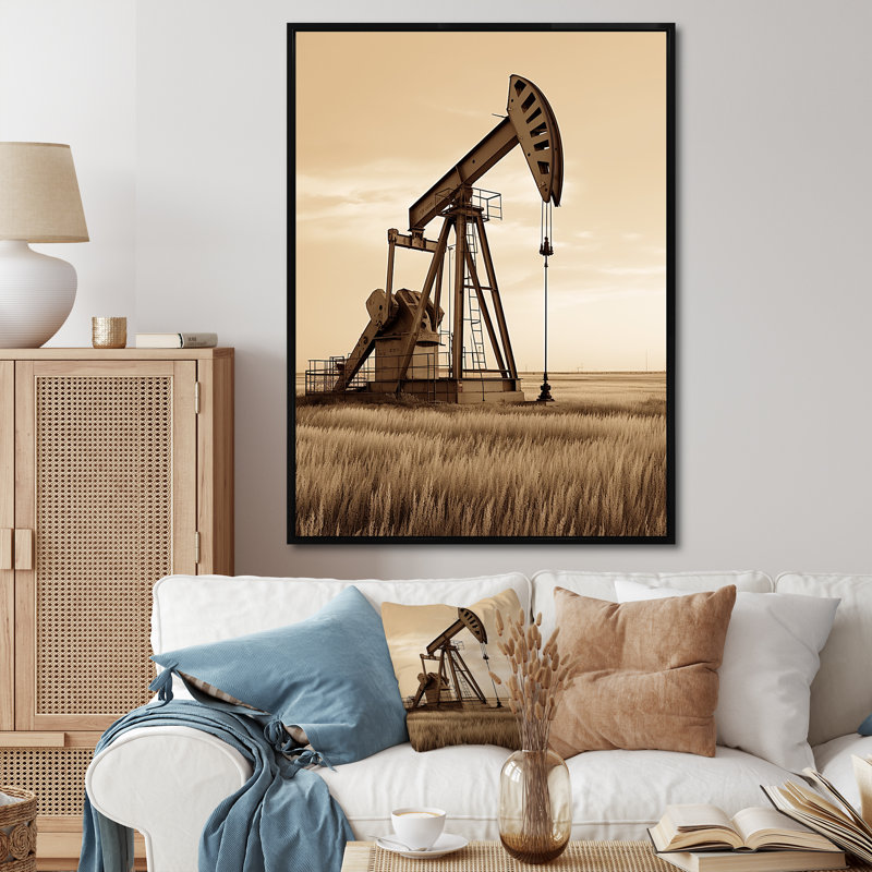 Impression sur toile, "Sépia", H 44 po x l 34 po x P 1,5 po, Cadre flottant noir