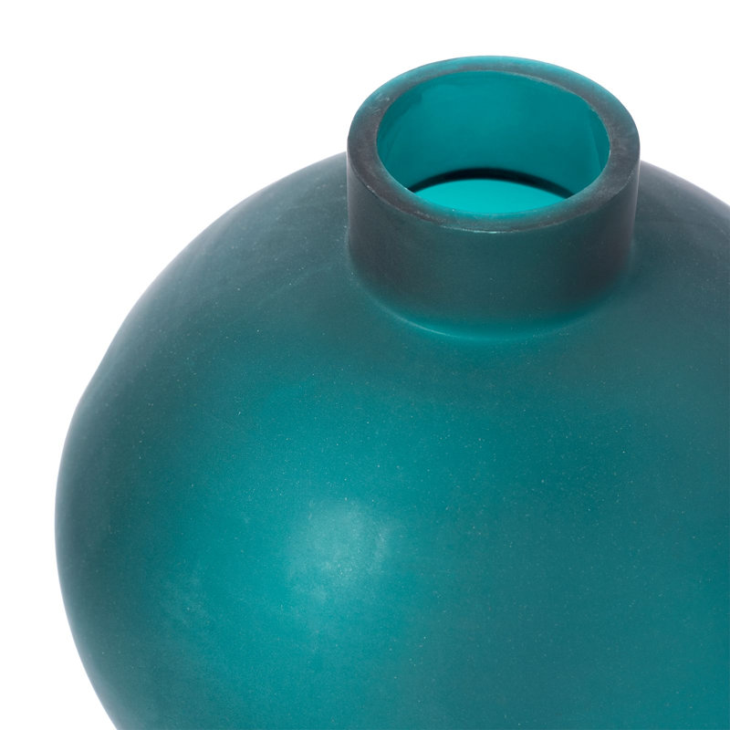 Sharri Handmade Glass Table Vase, Dark Persian Green, 12" H x 8" W x 8" D