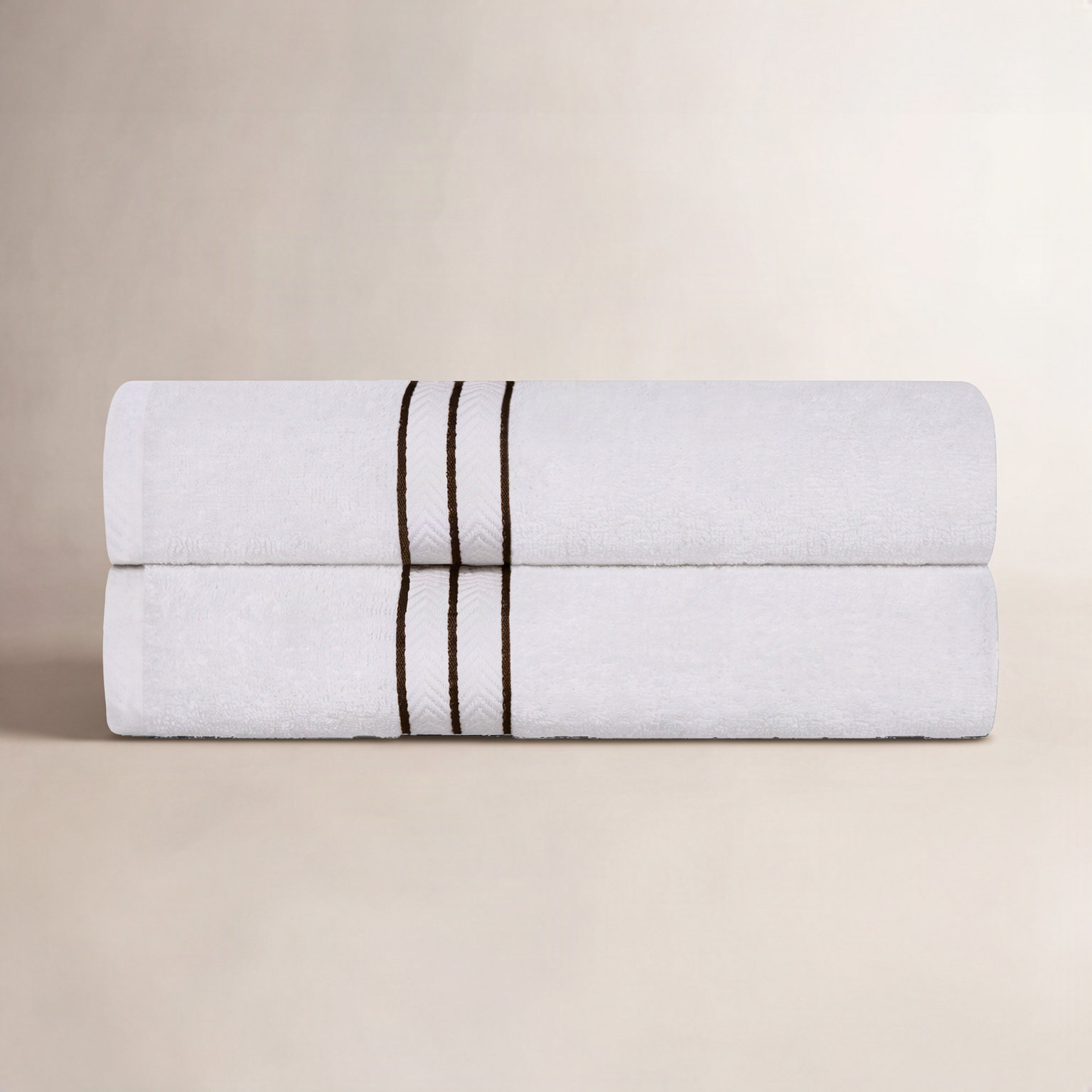Josann Turkish Cotton Bath Sheet Set, Dark Brown/White