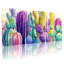 Plantes et fleurs, cactus coloré, ensemble de 3 impressions sur toile-2028025162