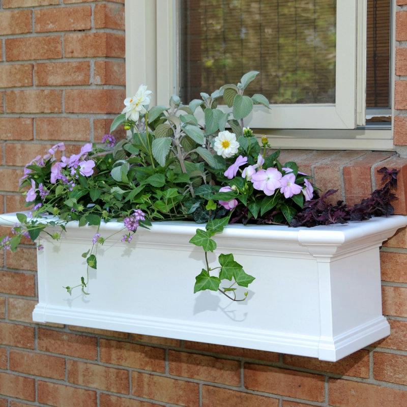 Anand Resin Window Box with Water Reservoir, 10" H x 36" W x 12" D, White