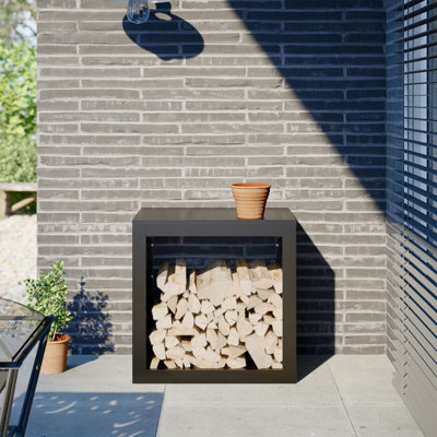 Support à bois de chauffage noir 23,6 x 15,7 x 23,6 po vidaXL