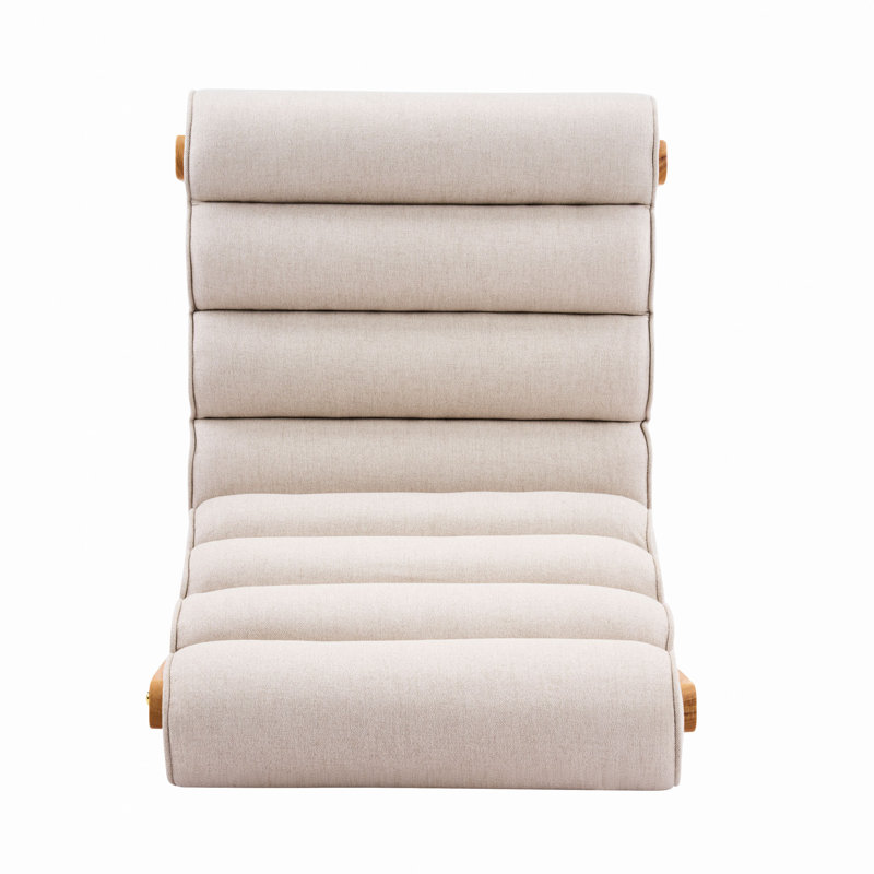 Fauteuil d'appoint Fluffy avec structure en bois massif naturel, Polyester beige