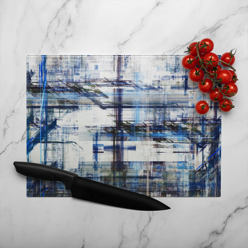 Grunge Pattern Glass Chopping Board, 40cm L x 28cm W