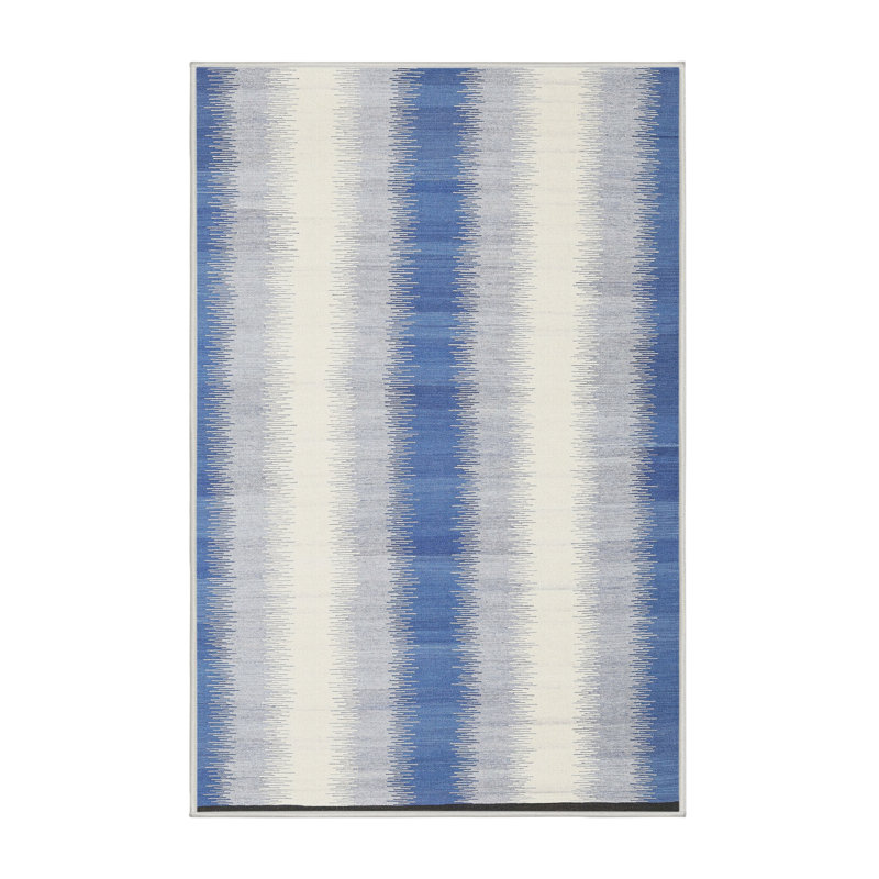 Tapis abstrait bleu / beige, Rectangle 5 pi x 7 pi