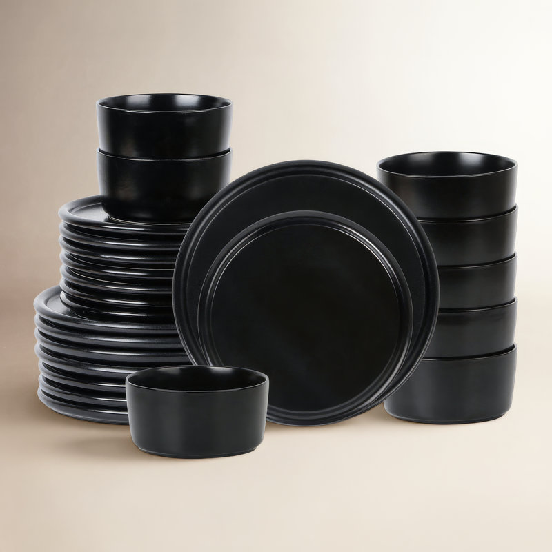 Stone Lain Eden 24-Piece Dinnerware Set Stoneware, Black