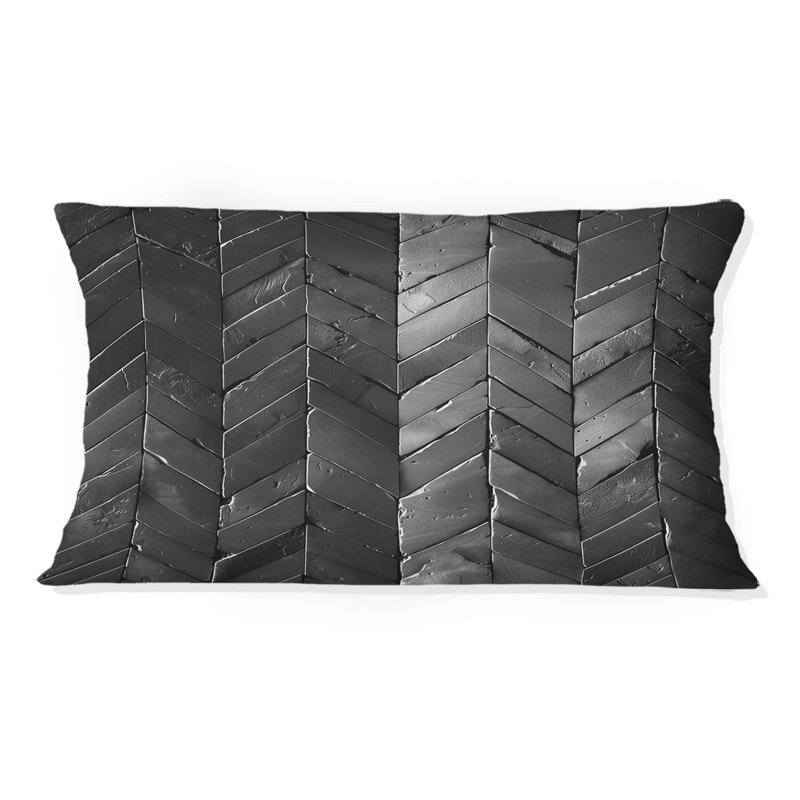 Coussin lombaire noir à chevrons - Mid-Century