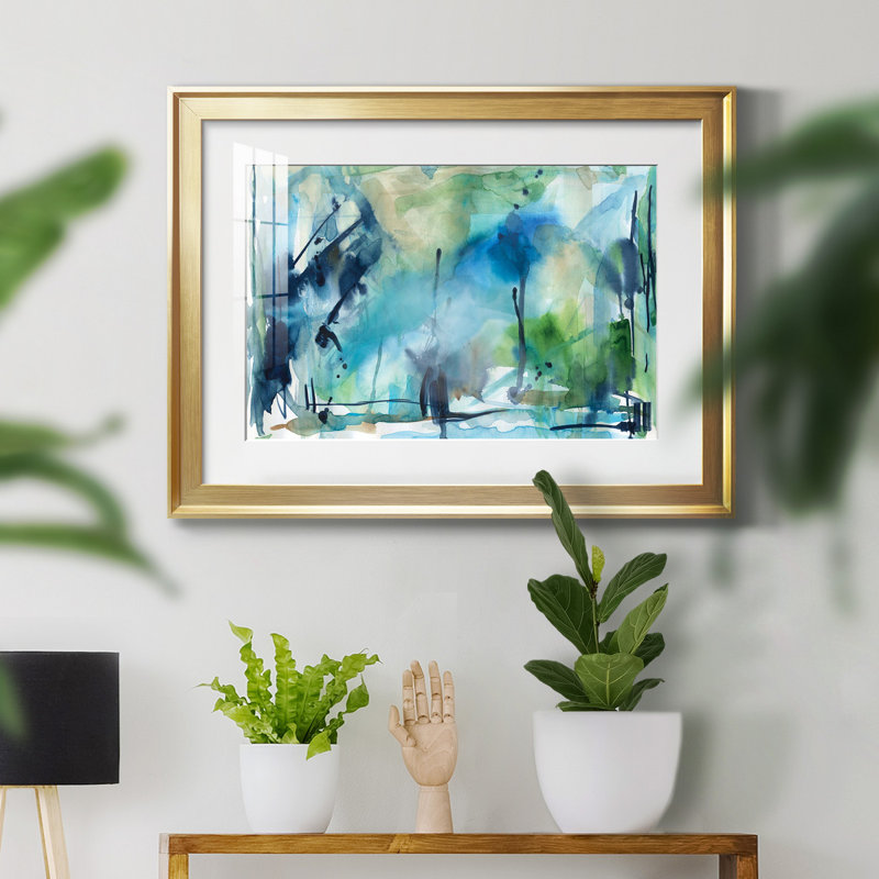 Rain in the Country - Peinture encadrée, Cadre doré, H 26,5 po x l 36,5 po x P 1,5 po