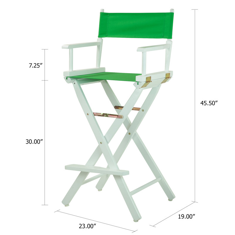 Chaise de réalisateur pliante de 30 po avec toile, Blanc, Vert