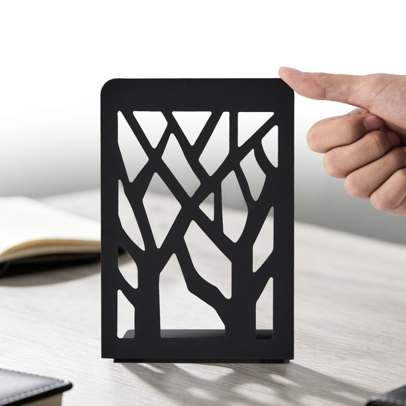 Ensemble de 10 serre-livres en métal en forme de silhouette d'arbre, supports en L de 18 cm de haut avec patins antidérapants pour étagères de bureau à domicile