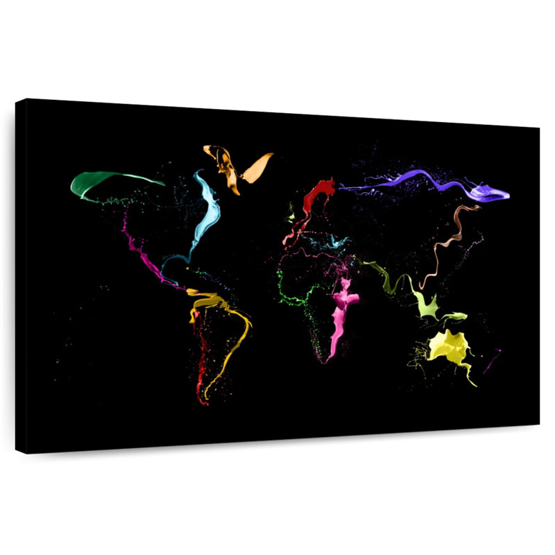 Peinture abstraite carte du monde Aliaz, H 20 po x l 30 po