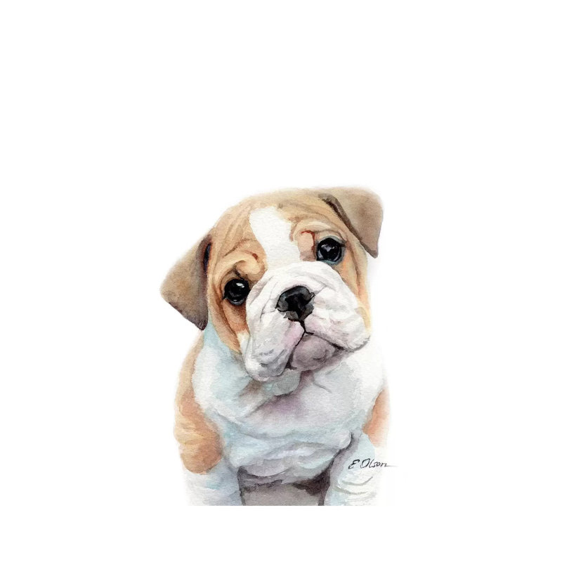 Bulldog Puppy - Wrapped Canvas Painting, 66.04 cm H x 45.72 cm W
