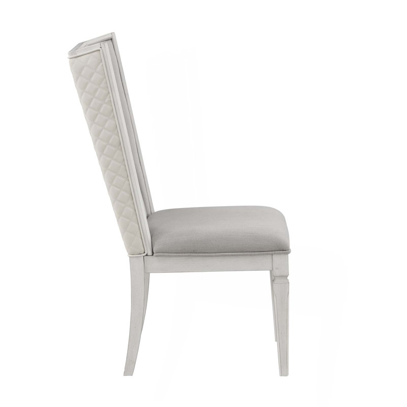 Chaise d'appoint en lin gris clair et blanc vieilli, ensemble de 2