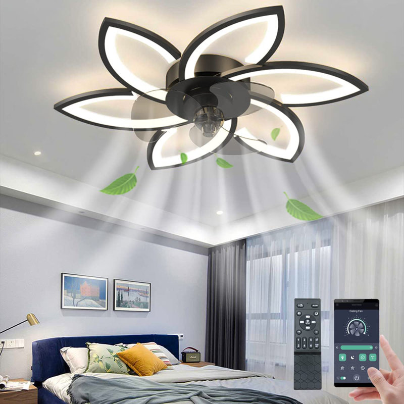 Ventilateur de plafond encastré à DEL à 6 pales avec télécommande et ensemble d'éclairage inclus Coriddi