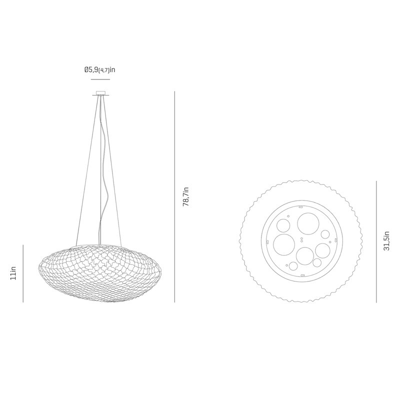 Tati Pendant, 11" H x 31.5" W x 31.5" D, No
