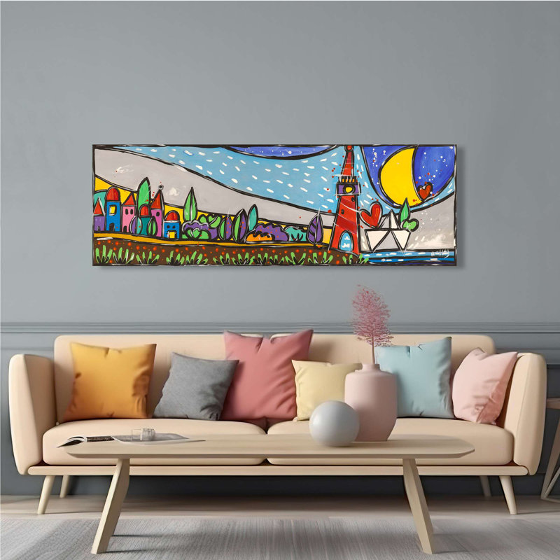 Modern Painting: Finally Home by Wallas - Wrapped Canvas Print, 40cm H x 120cm W x 4cm D