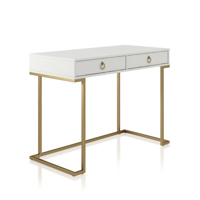 Rectangle Writing Desk with Golden Metal Legs