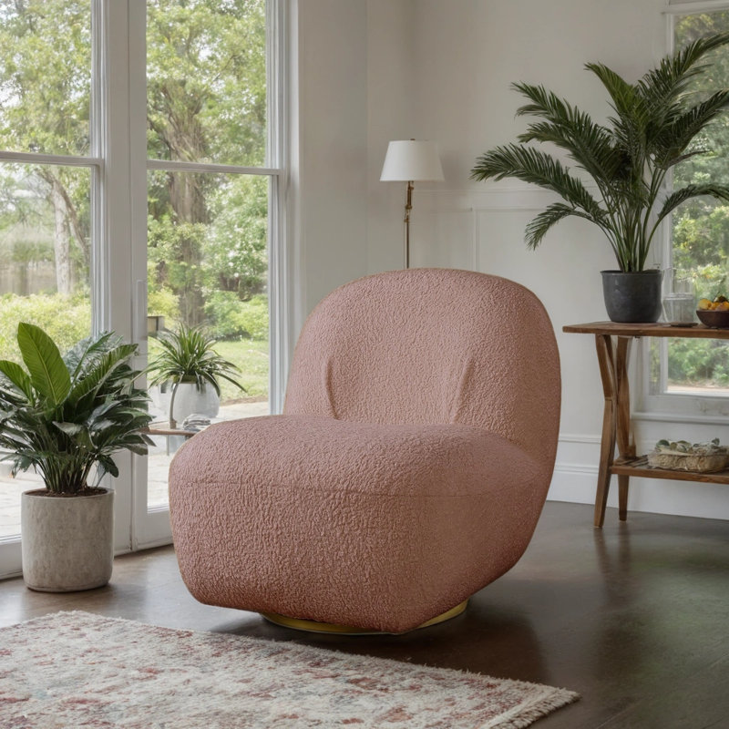 Fauteuil d'appoint pivotant en sherpa Teddy, Ourson rose
