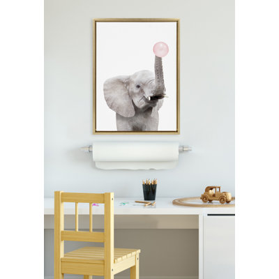 Bubble Gum Elephant by Amy Peterson Framed Canvas Wall Art Print
