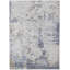 Tapis bleu / blanc abstrait en polyester tissé à la machine 4 pi x 6 pi Abstract-1055067370