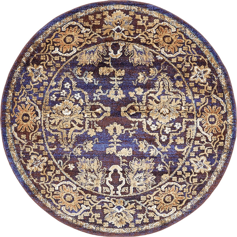 Koury Floral Indoor Rug, Round 5'