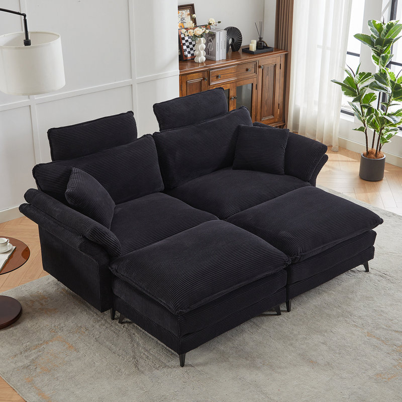Canapé modulaire à assise profonde 85,8 po, Noir