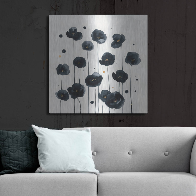 Ivy Bronx «Black Poppies» par Svetlana Aleynikova, art mural en métal, H 36 po x l 36 po