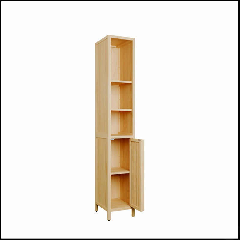 Armoire fine et haute en bambou naturel de grande capacité pour un rangement efficace et une décoration intérieure élégante