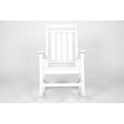 Oversized Rocking Chair With Wood-Texture, Outdoor Rocking Chair For Adults, All Weather Resistant Porch Rocker For Lawn Garden
