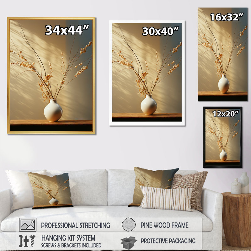 Essence silencieuse de l'élégance sur toile, H 20 po x l 12 po x P 1 po, Cadre photo noir simple