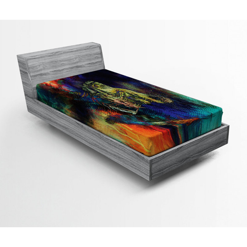 Microfiber Abstract Fitted Sheet, Twin Fitted Sheet