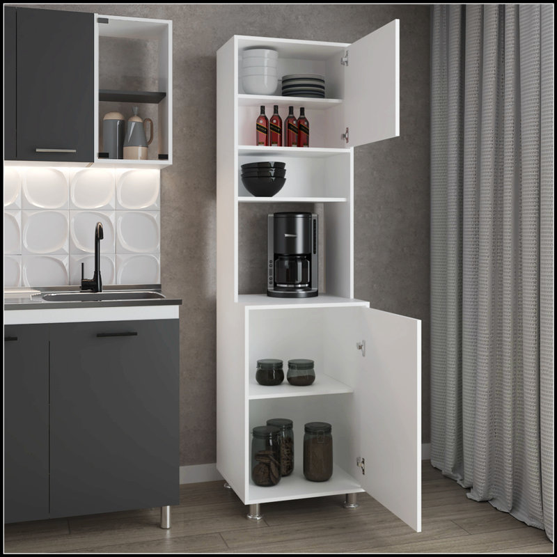 Garde-manger avec rangement ouvert et 2 portes, parfait pour les espaces de cuisine organisés et élégants