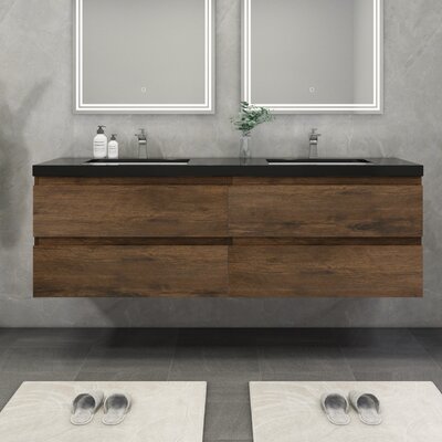 Kirker 72"" Wall-Mounted Double Bathroom Vanity Set -  Orren Ellis, C59B7CD6A7D24ED8ABFFE07306AC43A6