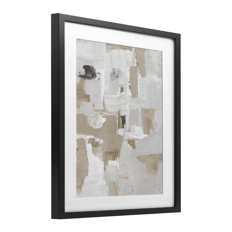 «Beige & White Peace», reproduction sous verre encadrée, design par Lanie Loreth, H 21 po x l 17 po, Cadre noir minuit