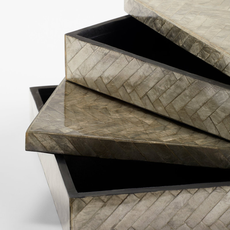 Triton Decorative Box, Smoke, 3.25" H x 16.25" W x 12.25" D