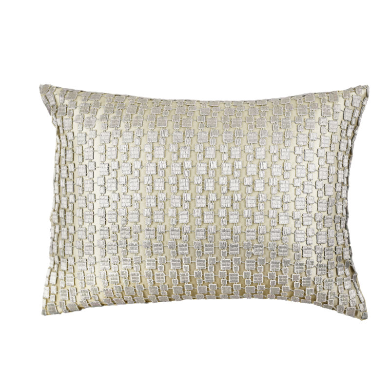 Metallic Mosaic Silk Pillow Cover & Insert, Platinum Mystery, Rectangle 12"H x 16"W