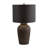 27" H Ceramic Dimpled Table Lamp, Brown Linen Shade and Iron Base, Elegant and Versatile Lighting